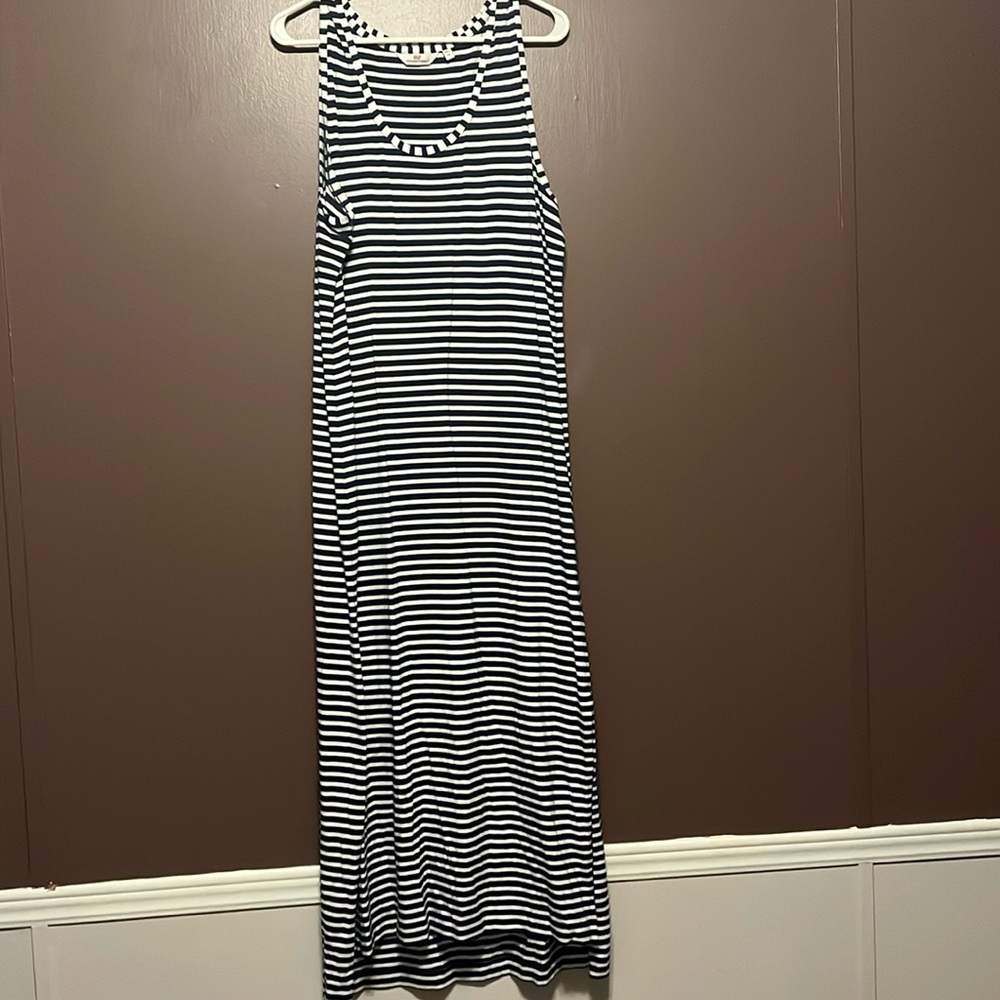Navy & White Striped maxi Dress